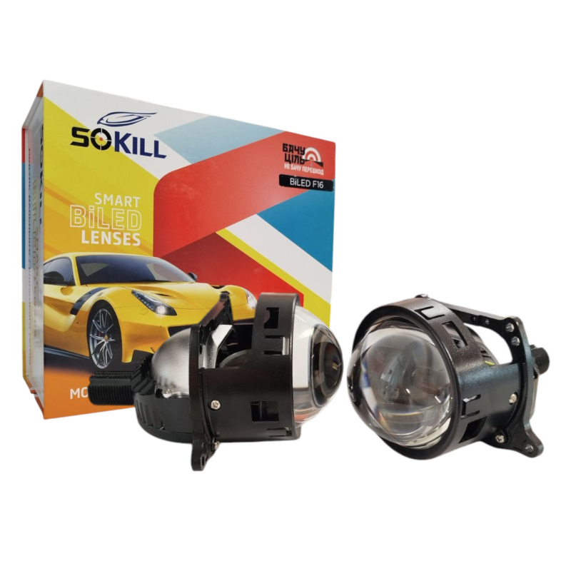 Автомобільні BI-LED лінзи DriveX Sokil F16 3“ 6000K 9-16В 47/57Вт