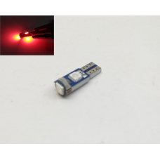 Автолампа LED T5 красный W1.2W 3SMD 3030 12V