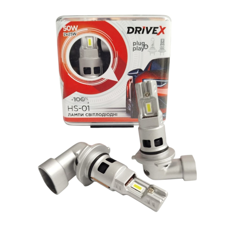 Автолампи LED DriveX HS-01 HB3 9005 6000K 12В 50Вт 8000Lm