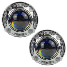 Маски для Bi-led лінз з ДХО хром 3.0 дюйми Silver White