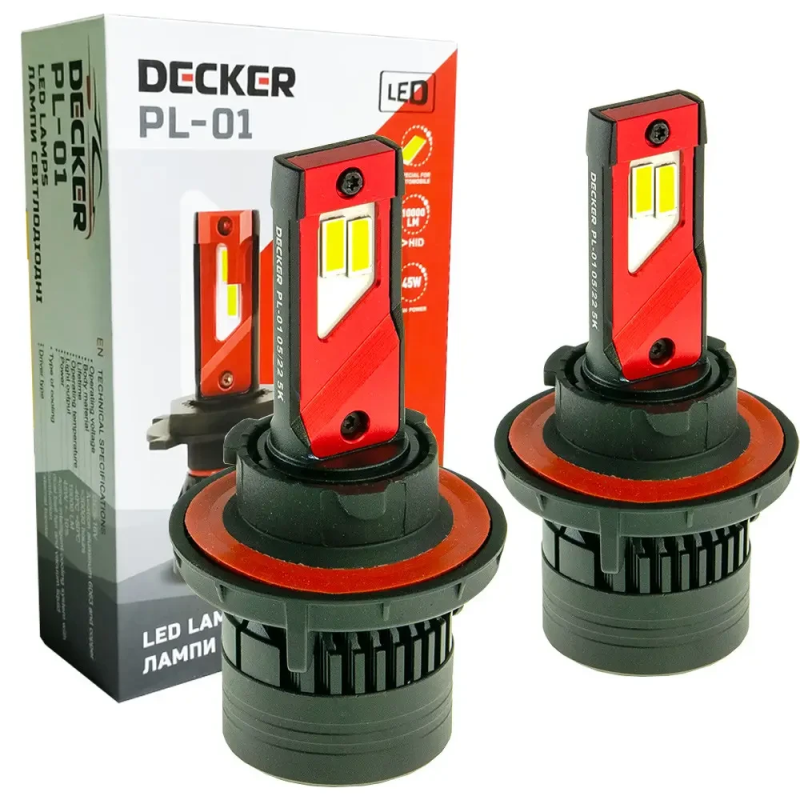 Світлодіодні автолампи Led H13 45W Decker PL-01 5000K 10000Lm 9-32V
