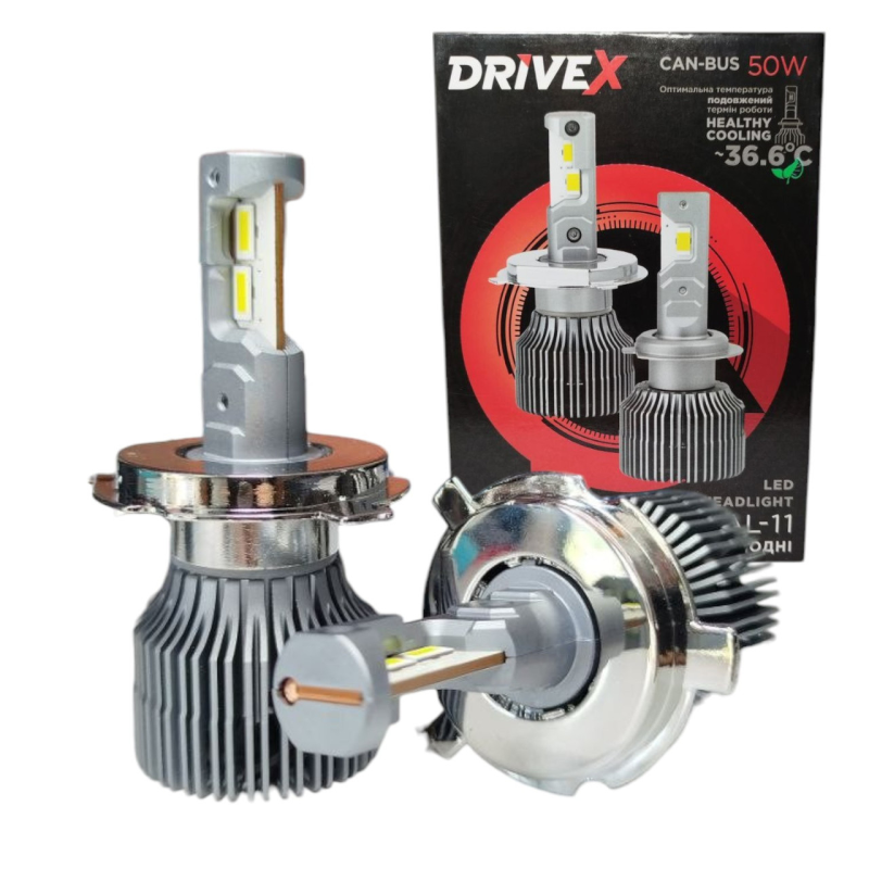 Автолампи Led H4 AL-11 DriveX 5500K 50W 12000Lm 9-16V Автолампи Led H4 AL-11 DriveX 5500K 50W 12000Lm 9-16V