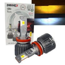Автолампи Led H11 H8 H9 H16 AL-11 Dual color білий/жовтий DriveX Canbus 5500/3000K 50W 12000Lm 9-16V