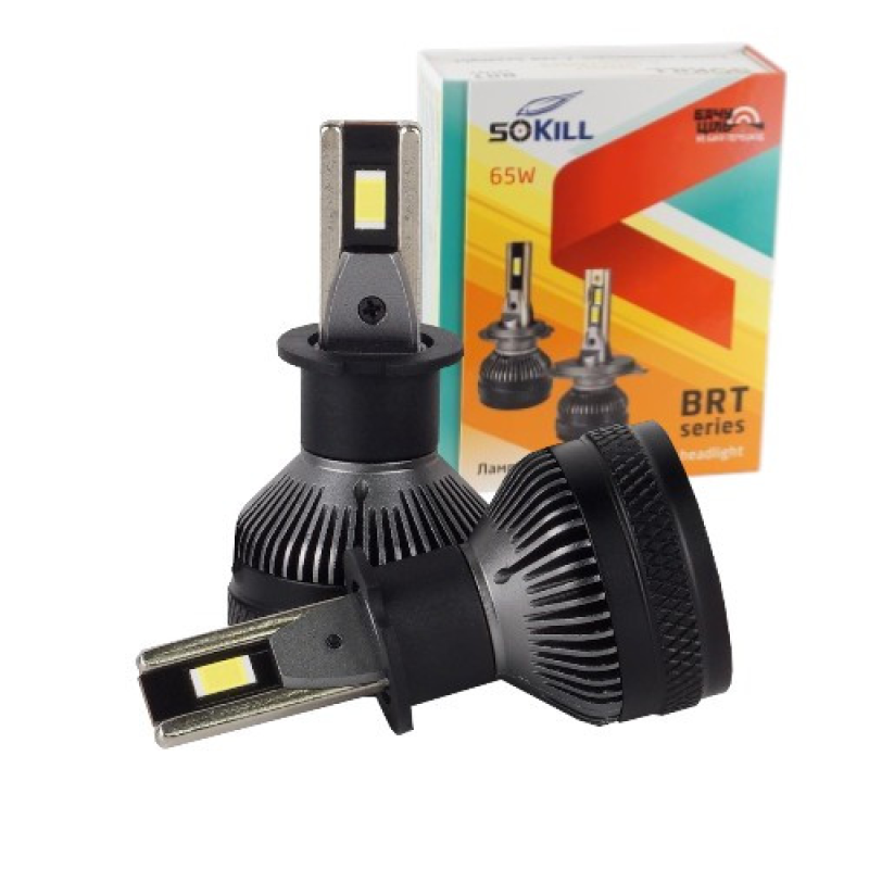 Автолампи Led H3 BRT Sokill 6000K 65W 9-32В 14000Lm Canbus
