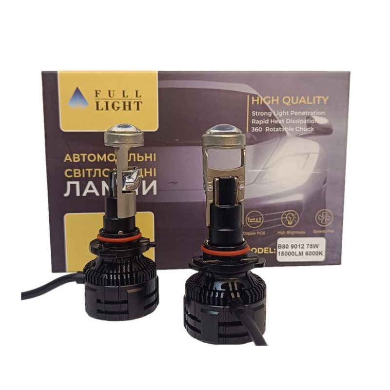 Комплект світлодіодних міні лінз Full Light B80 9012 75Wat /6000K/ 4000 Lumen