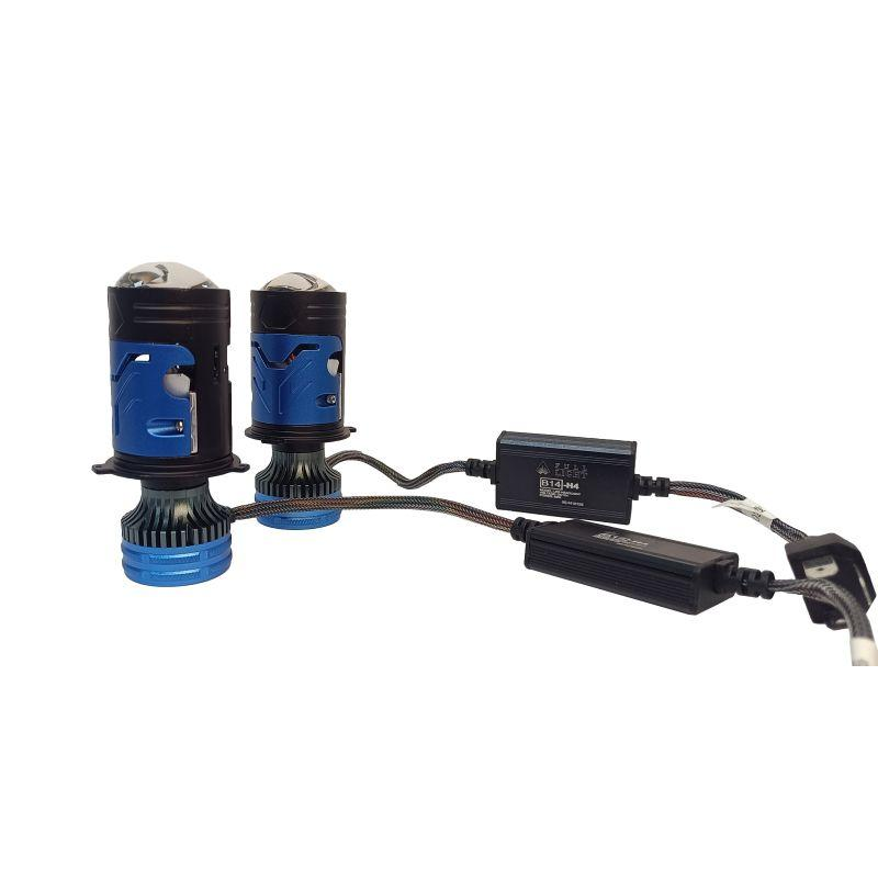 Комплект світлодіодних Bi Led міні лінз Full Light B14 H4   65W /6000K/ 12V/ 17 000 Lumen