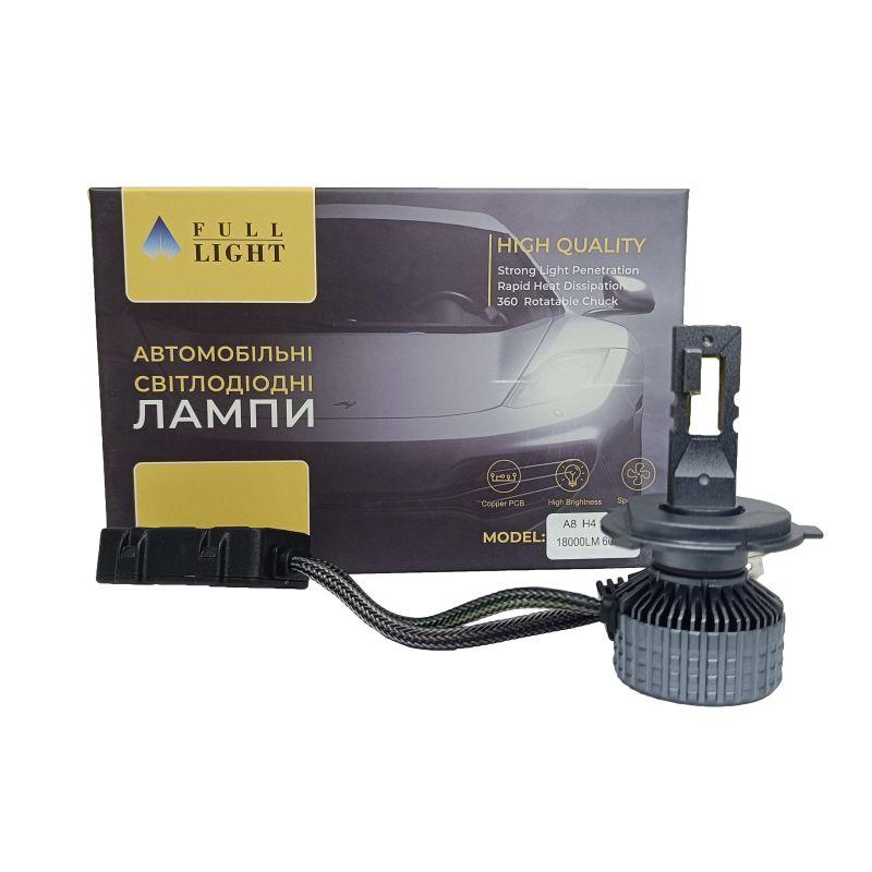 Комплект світлодіодних Led ламп Full Light A8 H4  ближнє/дальнє  Canbus 100Wat /6000K/ 18000 lumen