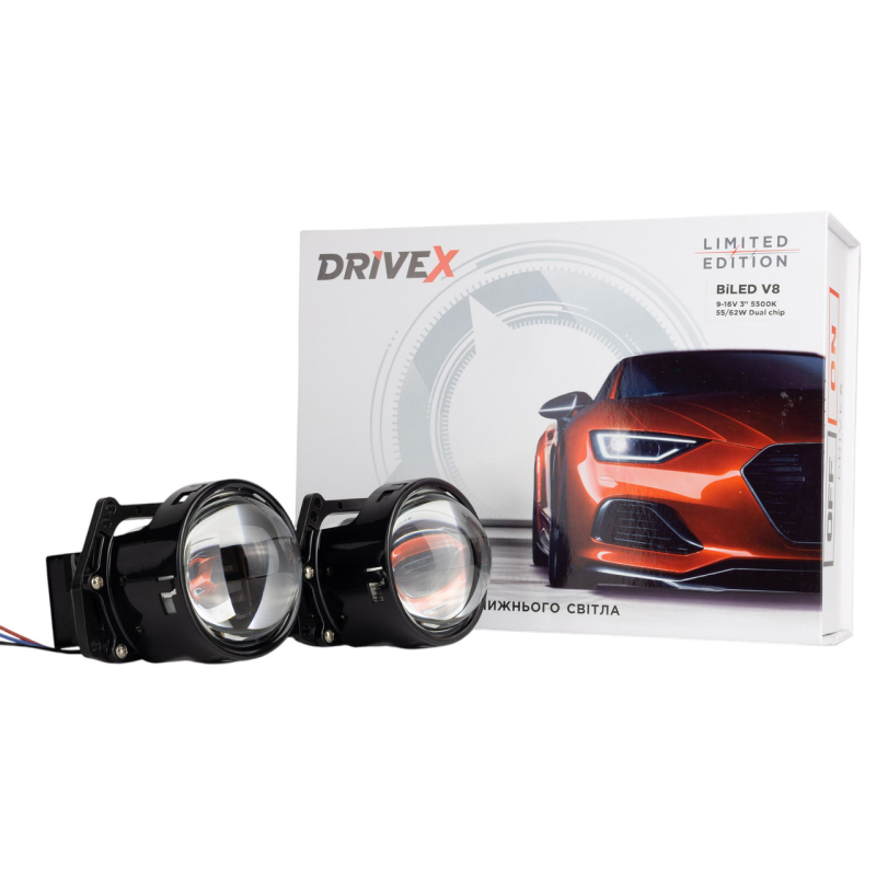 Світлодіодні Bi-LED лінзи V8 DriveX 3.0“ 5500k 55/ 62W 12v